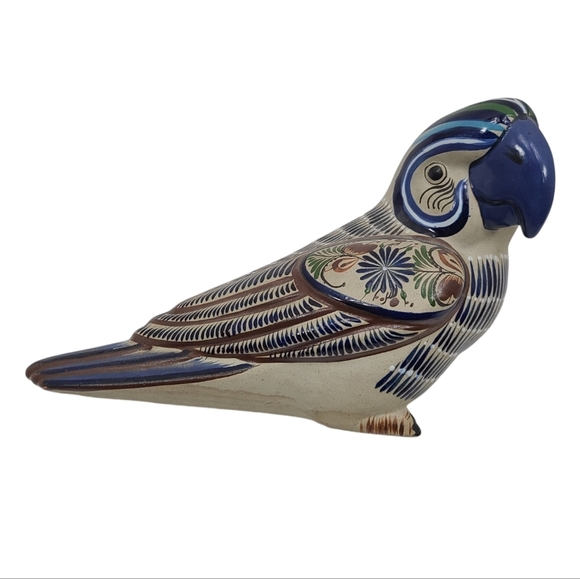 Large Tonala blue and tan parrot art figure bird - Picture 1 of 11